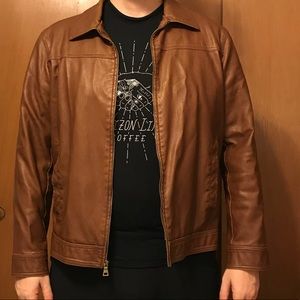 Bass brown leather jacket sz L great shape
